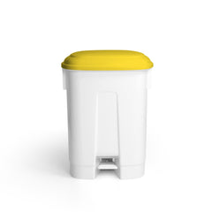 TTS CLEANING DERBY XL - WHITE POLYPROPYLENE BIN WITH PEDAL & LID, YELLOW, 60 LITRE - Mabrook Hotel Supplies