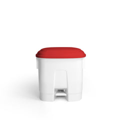 TTS CLEANING DERBY L - WHITE POLYPROPYLENE BIN WITH PEDAL & LID - RED, 30 LITRE - Mabrook Hotel Supplies