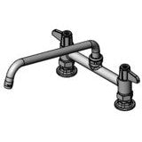 8" (203mm) Centers Deck Mount Mixing Faucet with Polished Chrome Plated Brass Body , 12" (305mm) Swing Nozzle w/Laminar Flow Device.