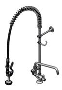 8" (203mm) Centers Pre Rinse Unit Deck Mount Mixing Add on Faucet w/ Polished Chrome Plated Brass Body & Ø 2 1/4" Deck Flange , 12" (305mm) Swing Nozzle.