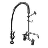 8" (203mm) Centers Pre Rinse Unit Deck Mount Mixing Add on Faucet w/ Polished Chrome Plated Brass Body & Ø 2 1/4" Deck Flange, 12" (305mm) Swing Nozzle.