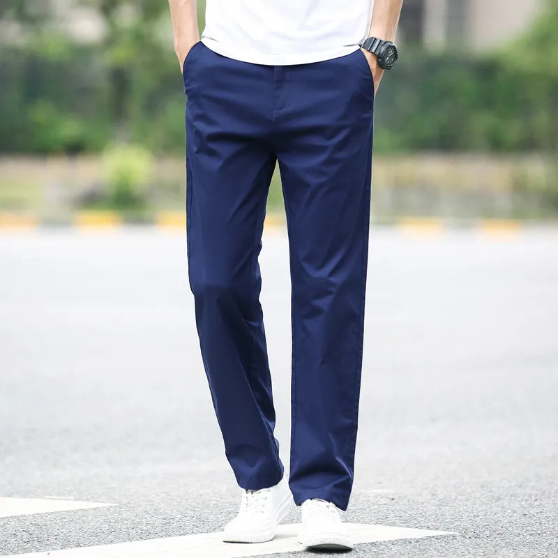 Navy Blue Color Chino Pants 2 Side & 2 Back Pockets 98% Cotton & 2% Spandex , Size: 34 - Mabrook Hotel Supplies