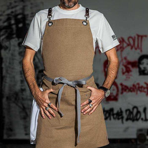 Khaki canvas bib apron , One Size.