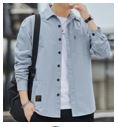 CASUAL SHIRT - 100% COTTON , COLOR: LIGHT BLUE , SIZE: XL