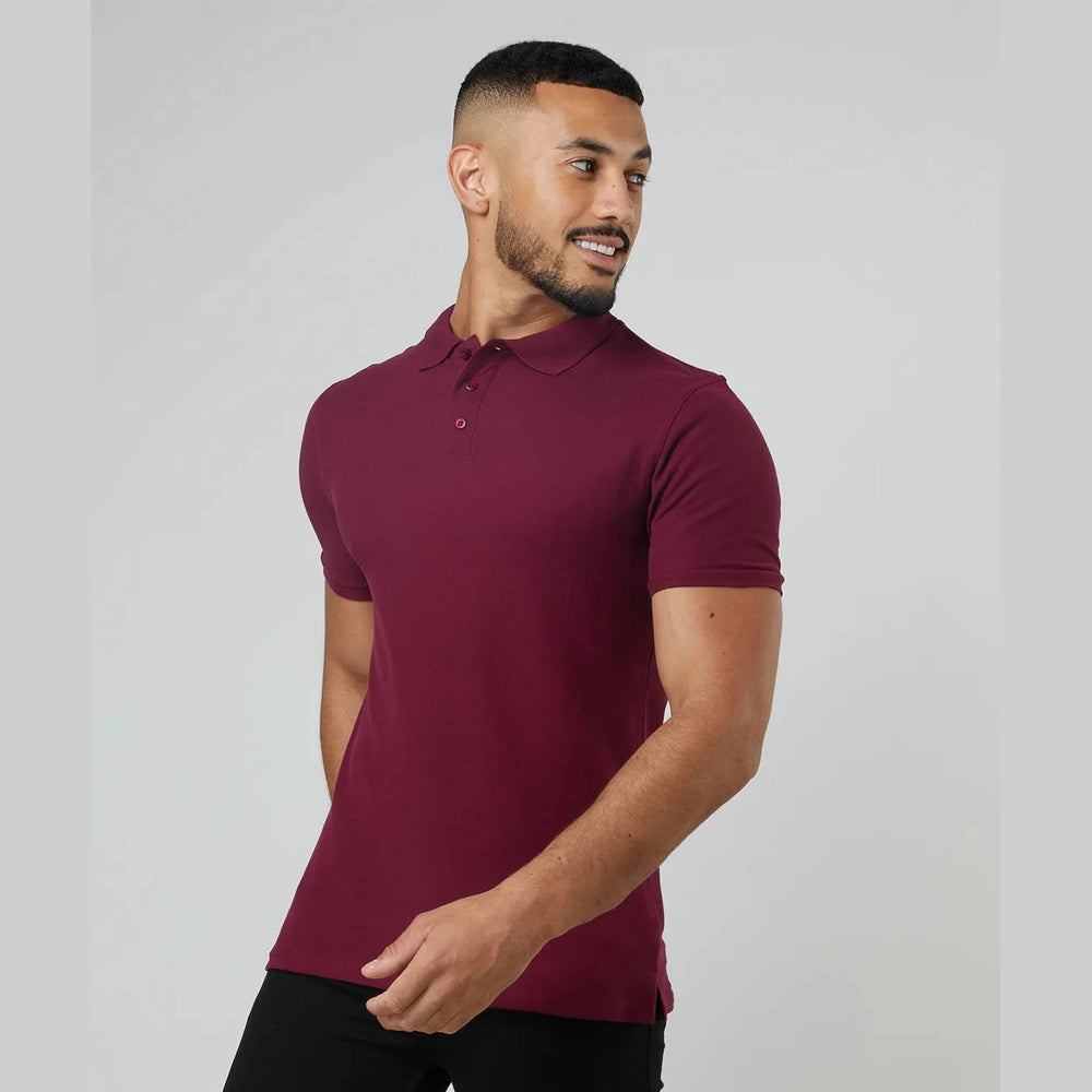 Mercerized Cotton Polo Shirts , Color Maroon ,Fabric: Veil: 100% Cotton Bottom , Size: 3XL - Mabrook Hotel Supplies