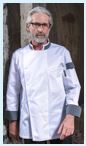 chef jaket white and gray puss botton SMALL