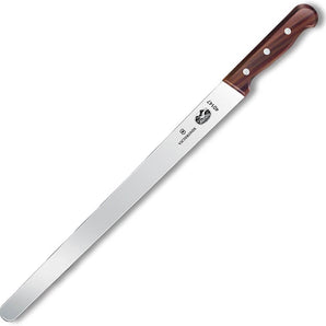 VICTORINOX SLICING KNIFE, ROUND TIP, ROSEWOOD HANDLE - 30 CM