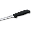 VICTORINOX BONNING KNIFE, REAR CURVED EDGE, NARROW BLADE BLACK FIBROX HANDLE - 15 CM BLACK