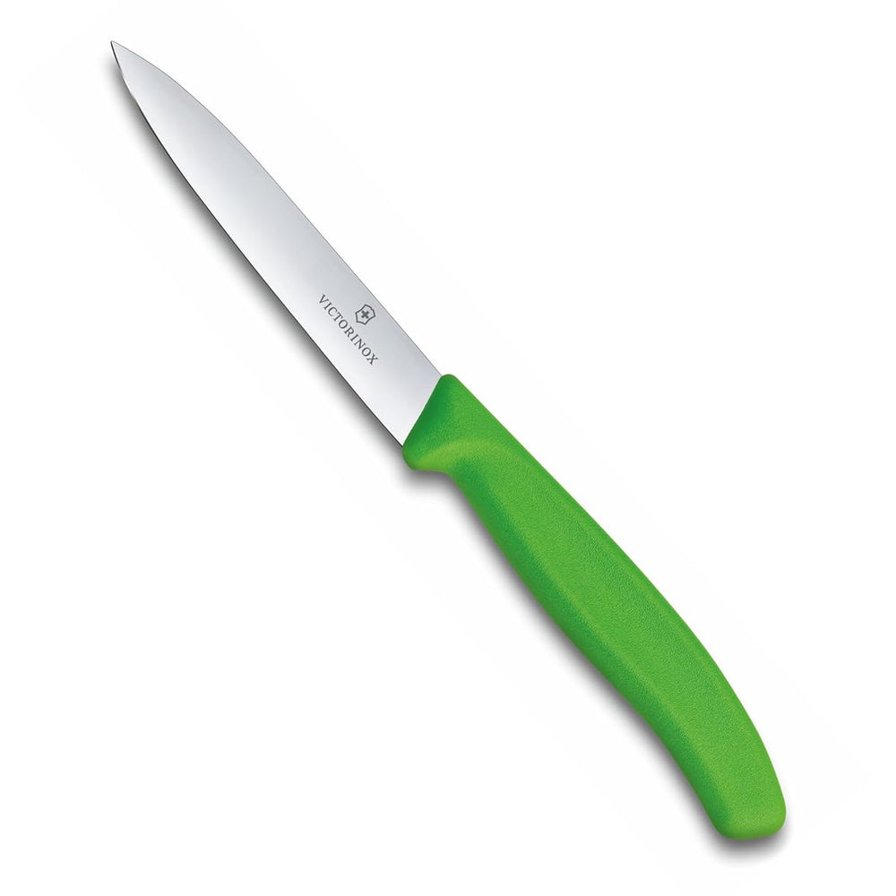 VICTORINOX PAIRING KNIFE POINTED TIP, GREEN HANDLE - 10 CM - Mabrook Hotel Supplies