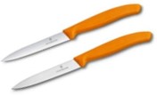 VICTORINOX SWISS CLASSIC PARING KNIVES 1 WAVY EDGE + 1 NORMAL EDGE, ORANGE - 10 CM ORANGE