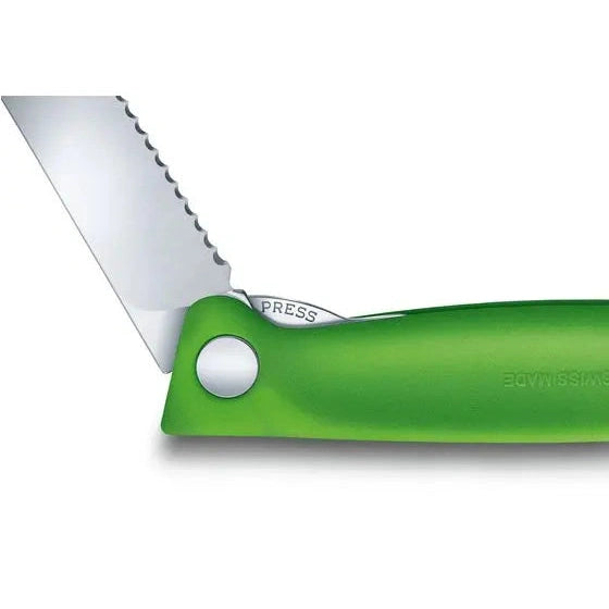 Victorinox Swiss Classic Foldable Paring Knife , 11 CM , Wavy Green Blister. - Mabrook Hotel Supplies