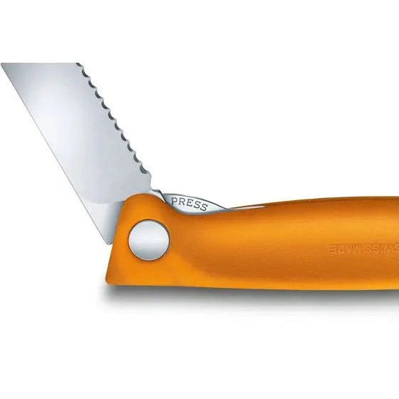 Victorinox Swiss Classic Foldable Paring Knife , 11 CM , Wavy Orange Blister - Mabrook Hotel Supplies