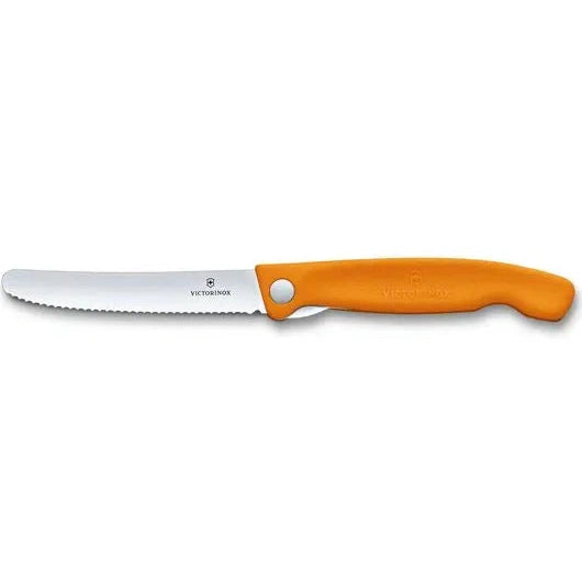 Victorinox Swiss Classic Foldable Paring Knife , 11 CM , Wavy Orange Blister - Mabrook Hotel Supplies