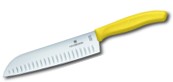 VICTORINOX SWISS CLASSIC SANTOKU KNIFE, FLUTED EDGE - 17 CM Yellow