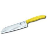 VICTORINOX SWISS CLASSIC SANTOKU KNIFE, FLUTED EDGE - 17 CM Yellow