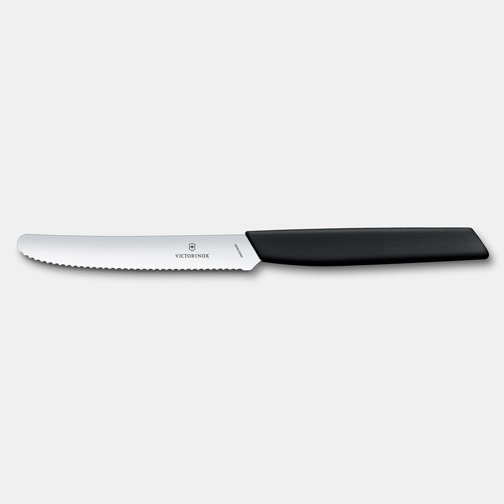 Victorinox Swiss Modern Tomato and Table Knife , 11 CM , Wavy Black. - Mabrook Hotel Supplies