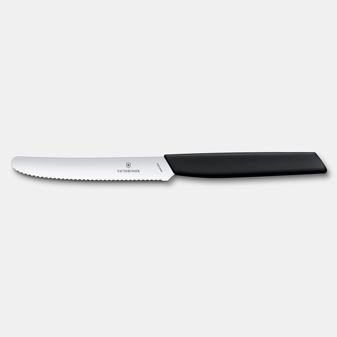 Victorinox Swiss Modern Tomato and Table Knife , 11 CM , Wavy Black. - Mabrook Hotel Supplies