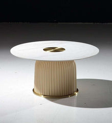 STONE/PU LEATHER MIDDLE TABLE
