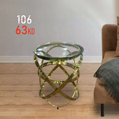 ROUND STAINLESS STEEL GOLDEN BRUSHED SIDE TABLE
