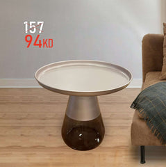 ROUND ALUMINUM/GLASS SIDE TABLE