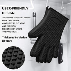 HEAT RESISTANT SILICONE BBQ & COOKING GLOVES,  BLACK - 28 CM - Mabrook Hotel Supplies