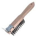 Heavy-Duty Wood Handle Scraper w/Tempered Steel Bristles 13-3/4".