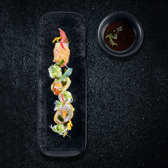RAK PORCELAIN KARBON BLACK RECTANGULAR COUPE PORCELAIN PLATE, DIM (CM): 33 L X 11 W. - Mabrook Hotel Supplies