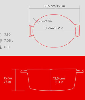 LAVA CAST IRON OVAL CASSEROLE. TRENDY, 25X31CM - Mabrook Hotel Supplies