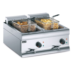 2 Well S/S Electric Countertop Fryer 9 + 9 Ltr with 2 Baskets W 600 mm - 2 x 9.0 kW.