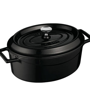 LAVA CAST IRON OVAL CASSEROLE. TRENDY, 25X31CM, BLACK COLOR. - Mabrook Hotel Supplies