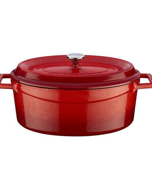 LAVA CAST IRON OVAL CASSEROLE. TRENDY, 25X31CM, RED COLOR - Mabrook Hotel Supplies