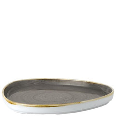 STONECAST GREY TRIANGLE WALLED CHEFS PLATE 20CM BOX 6. - Mabrook Hotel Supplies
