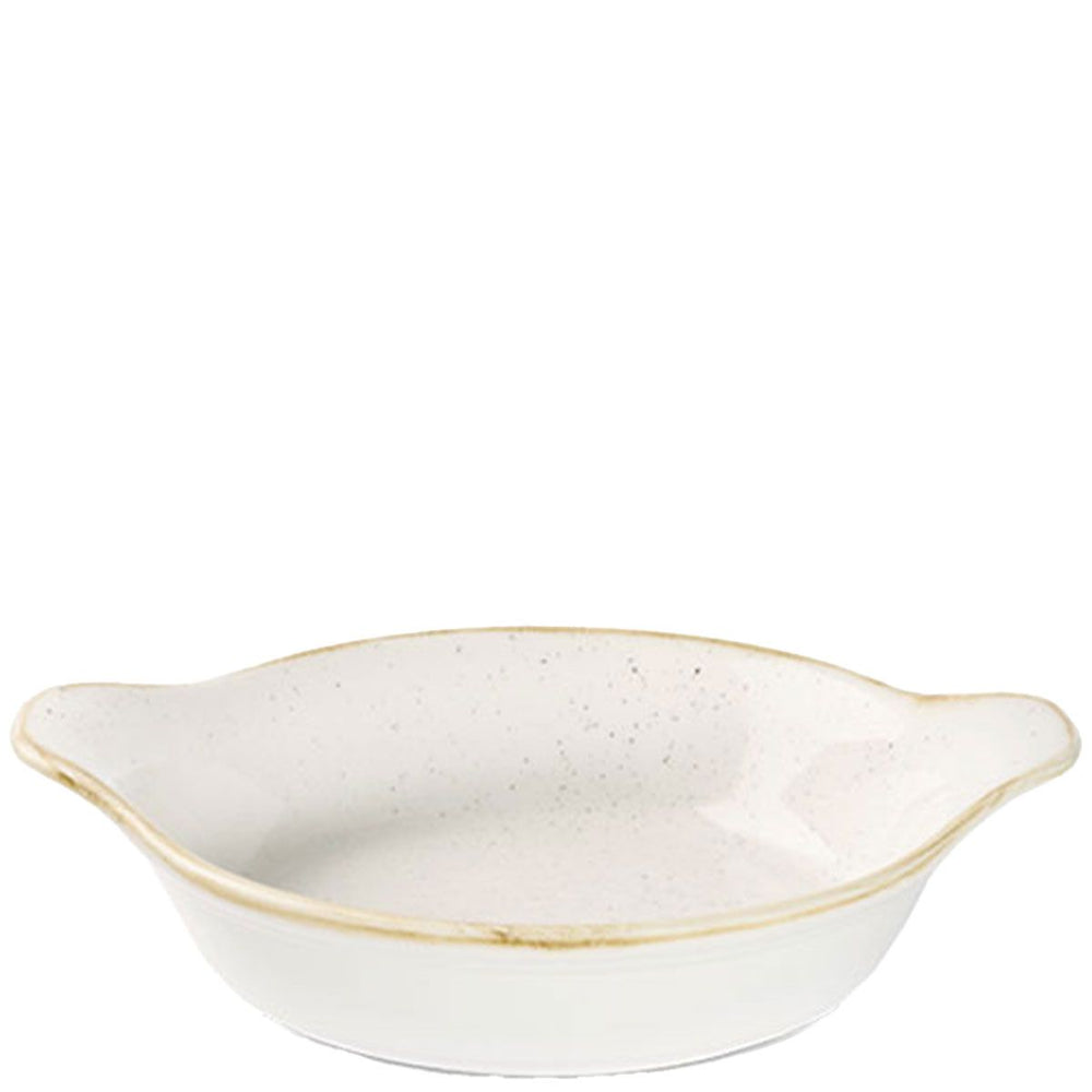 STONECAST BARLEY WHITE LARGE ROUND EARED DISH 7 x 8 1/2" BOX 6 - Mabrook Hotel Supplies