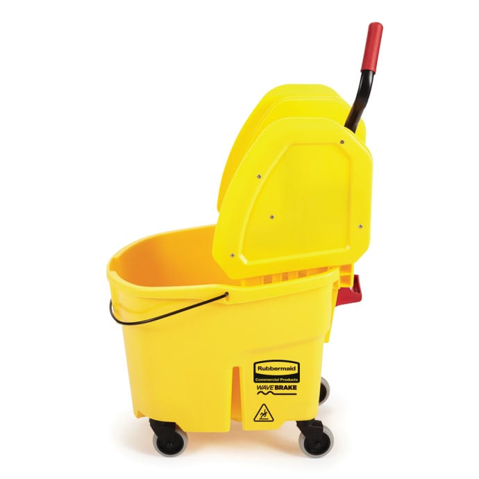 RUBBERMAID WAVEBRAKE® 35 QT DOWN PRESS BUCKET AND WRINGER, YELLOW - Mabrook Hotel Supplies