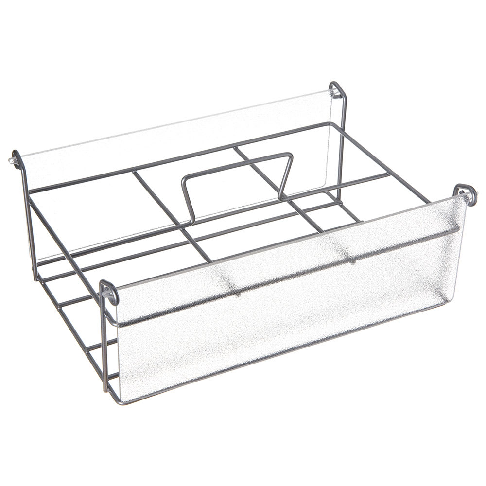 Store 'N Pour® Condiment Caddy, 12"L x 9"W x 4-3/4"H, (6) wide mouth with acrylic cover, polyethylene, clear - Mabrook Hotel Supplies