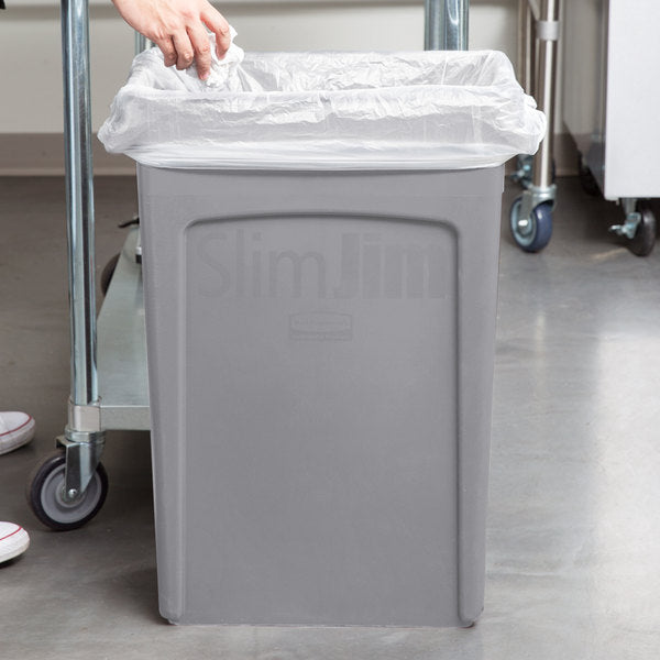 RUBBERMAID, SLIM JIM RECTSNGULAR TRASH CAN - GRAY - Mabrook Hotel Supplies