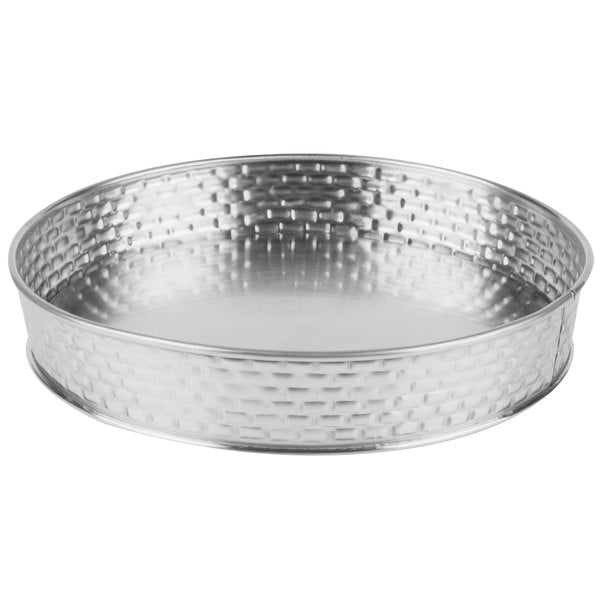 ROUND DINER PLATTER. STAINLESS STEEL CONSTRUCTION WITH BRICK PATTERN TEXTURE. 21 X4 CM. - Mabrook Hotel Supplies