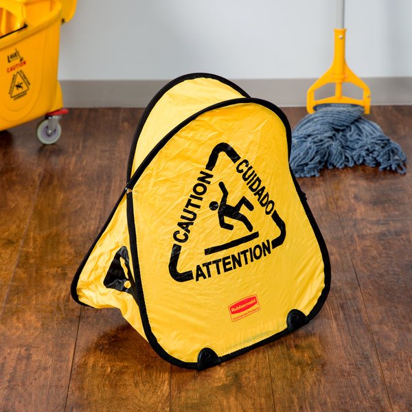 Rubbermaid Folding Safety Cone - Multilingual Caution Imprint - Mabrook Hotel Supplies