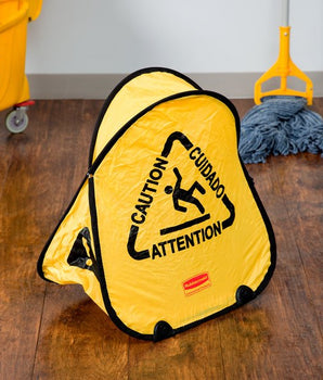 Rubbermaid Folding Safety Cone - Multilingual Caution Imprint - Mabrook Hotel Supplies