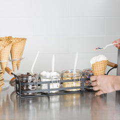 TABLECRAFT BLACK COATED WIRE RACK FOR CJS12 RESEALABLE JARS WITH WOOD HANDLE - Mabrook Hotel Supplies