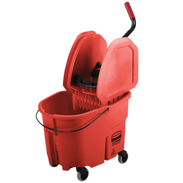 RUBBERMAID WAVEBRAKE® 35 QT DOWN-PRESS BUCKET AND WRINGER, RED - Mabrook Hotel Supplies