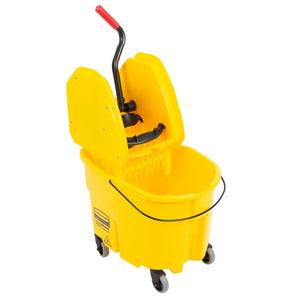 RUBBERMAID WAVEBRAKE® 35 QT DOWN PRESS BUCKET AND WRINGER, YELLOW - Mabrook Hotel Supplies