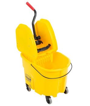 RUBBERMAID WAVEBRAKE® 35 QT DOWN PRESS BUCKET AND WRINGER, YELLOW - Mabrook Hotel Supplies