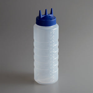 TRI TIP WIDE MOUTH SQUEEZE BOTTLE WITH BLUE COLOR TOP 32 OZ - Mabrook Hotel Supplies