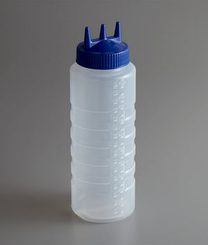 TRI TIP WIDE MOUTH SQUEEZE BOTTLE WITH BLUE COLOR TOP 32 OZ - Mabrook Hotel Supplies