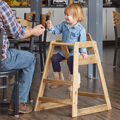 RESTURANT WOOD HIGH CHAIR - NATURAL FINISH - Mabrook Hotel Supplies