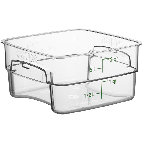 CAMBRO, POLYCARBONATE FOOD STORAGE SQUARE CONTAINER - GREEN 2 QT - Mabrook Hotel Supplies