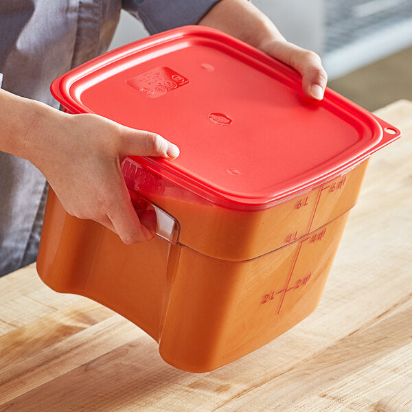 CAMBRO, POLYPROPYLENE SQUARE LID, RED - Mabrook Hotel Supplies