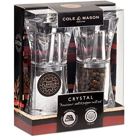 DKB CRYSTAL SALT & PEPPER MILLS 125MM - Mabrook Hotel Supplies