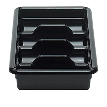 CAMBRO 1120CBP110 BLACK POLY CAMBOX FOUR COMPARTMENT CUTLERY BUS BOX - Mabrook Hotel Supplies